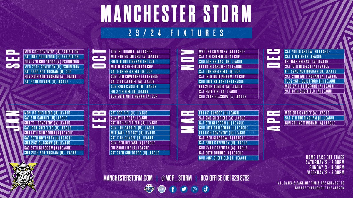 Mcr_Storm's tweet image. 𝗘𝗟𝗜𝗧𝗘 𝗟𝗘𝗔𝗚𝗨𝗘 𝗙𝗜𝗫𝗧𝗨𝗥𝗘𝗦 𝗡𝗢𝗪 𝗟𝗜𝗩𝗘 📅

Manchester, our full 2023/24 season schedule is now 𝗟𝗜𝗩𝗘! Ticket information will be available in due course! ⛈️

➡️🌐 bit.ly/3XutOas

#WeAreStorm | #Manchester