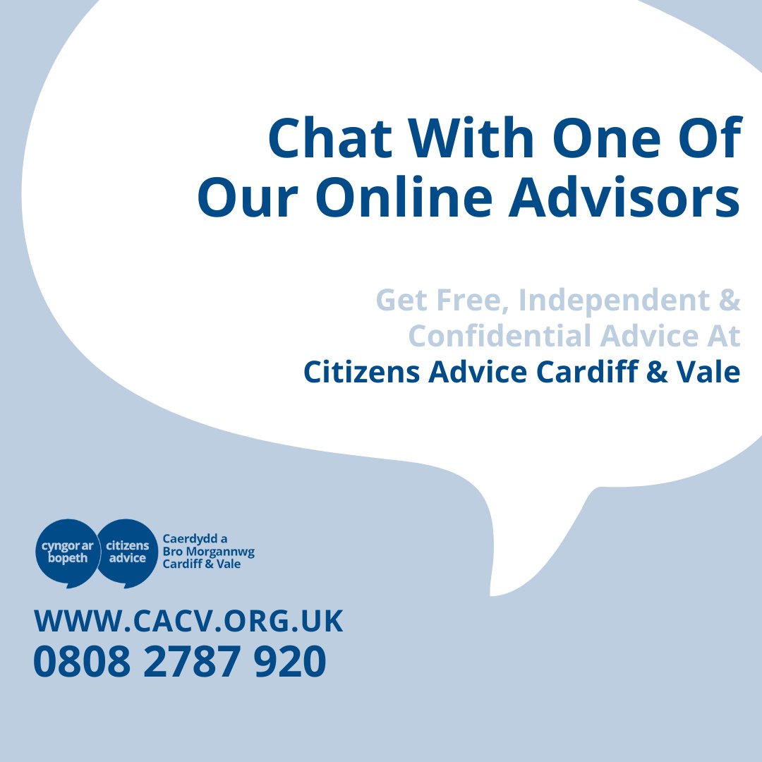 CardiffValeCAB's tweet photo. Talk about any problems with a trained advisor online:
https://t.co/MAiufThUJw
#OnlineAdvisor #Onlinechat #HelpAndAdvice #RentHelpline #CitizensAdvice https://t.co/ieULekUthL