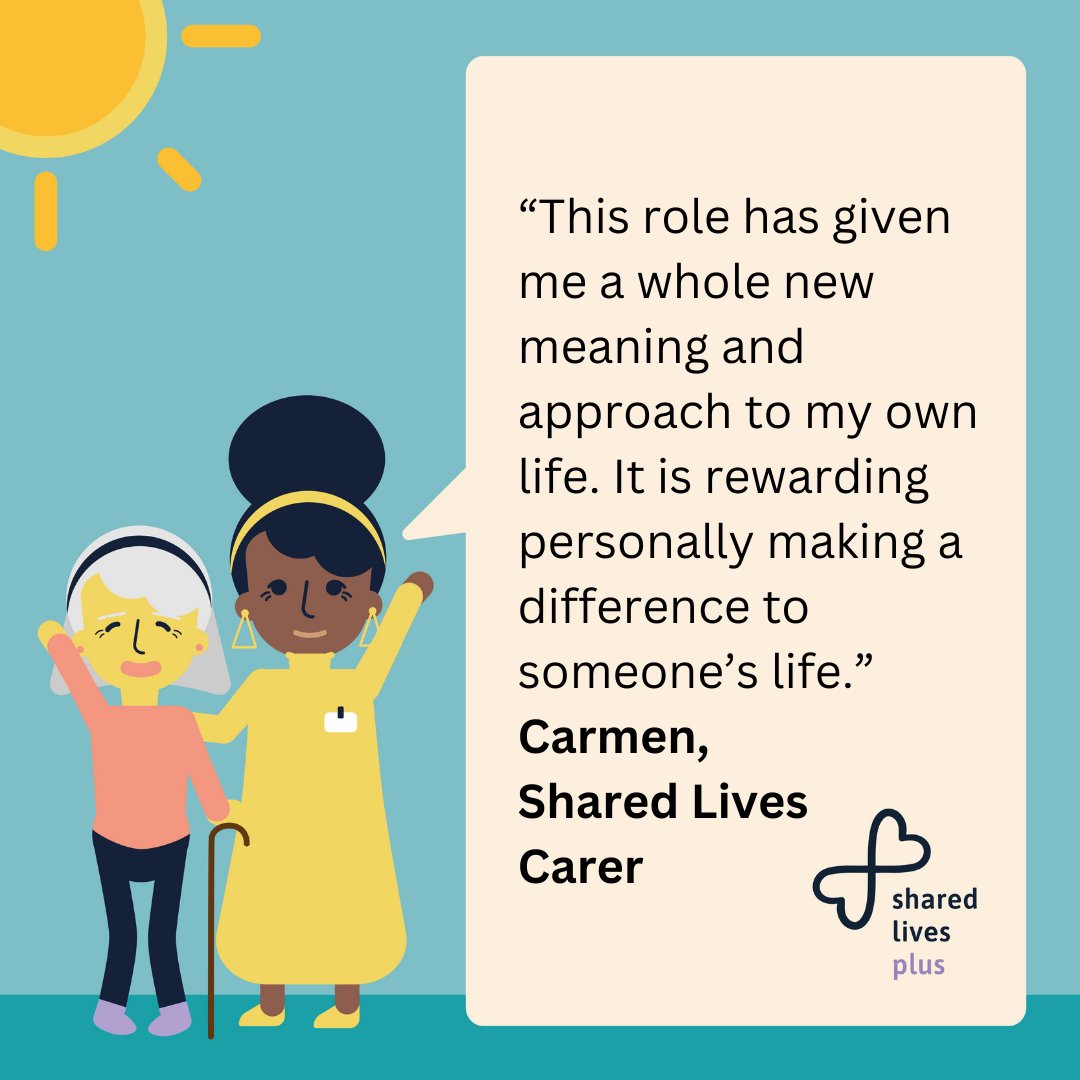 BristolCouncil's tweet photo. “This role has given me a whole new meaning and approach to my own life. It is rewarding personally making a difference to someone’s life.” Carmen, Shared Lives Carer. 

👭 Could you offer your support to someone in #Bristol?

More 👉https://t.co/bcvJ7eIRK8

#SharedLivesWeek2023 https://t.co/fOAPVppDoe