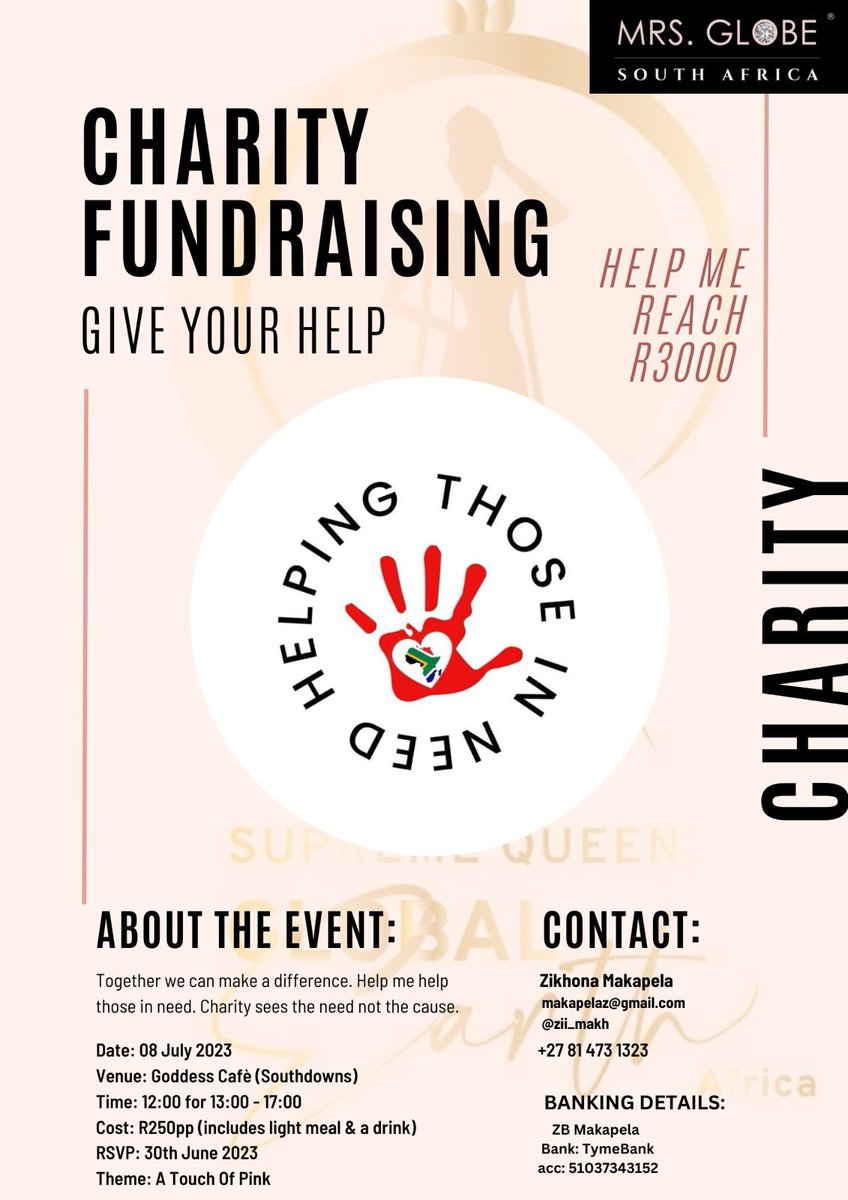 Help @zii_makh reach her fundraising goal. Join us next week for a Charity Fundraiser. #HelpingThoseInNeed