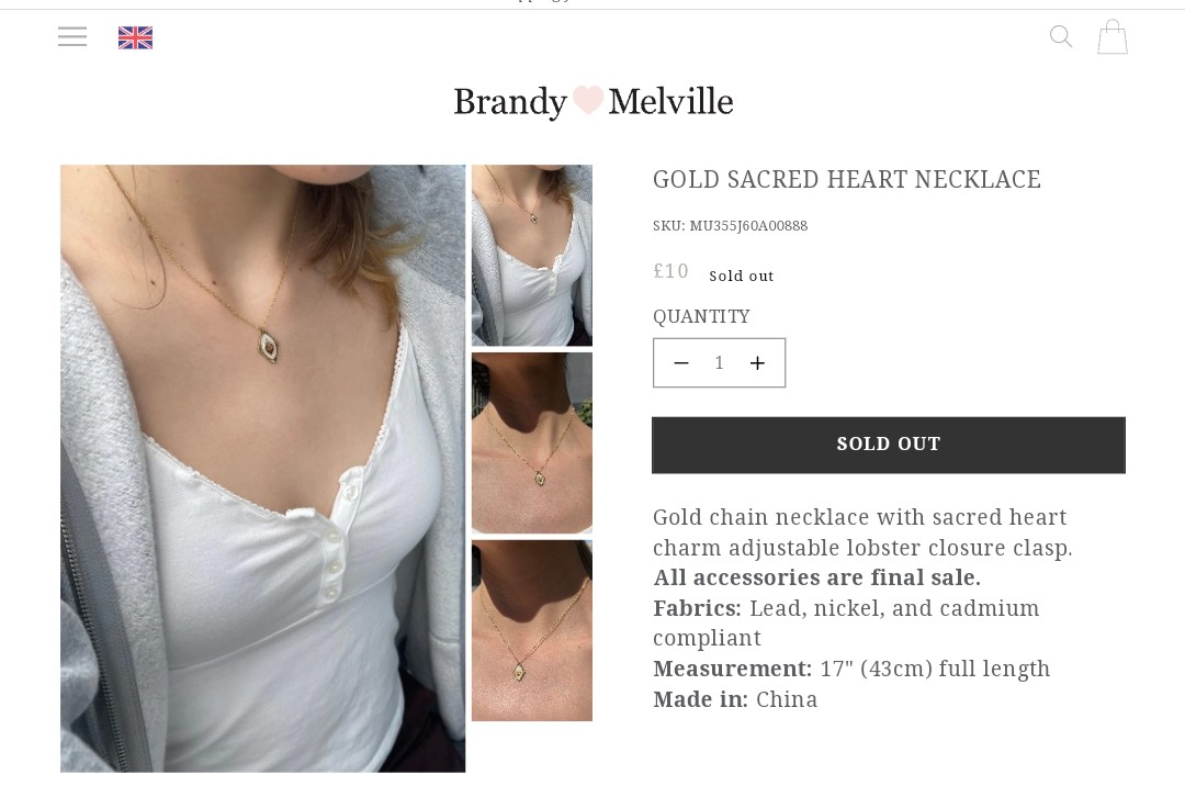 RURUV on Twitter "テテのネックレスBrandy MelvilleのGold Sacred Heart Necklace