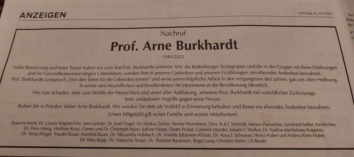 Elke_Austenat's tweet photo. trotz  Schikanen, Repressalien gibt es immer Ärzte und medizinisches Personal mit unendlich viel Zivilcourage und Anstand, Berufsethos. Hier der Nachruf Prof. Dr Arne Burkhardt von der Rottenburger Ärztegruppe, dem ich mich inhaltlich voll anschließe. Hier ein Bild von Burkhardt vom gemeinsamen Seminar in Lahnstein sep. 2022
