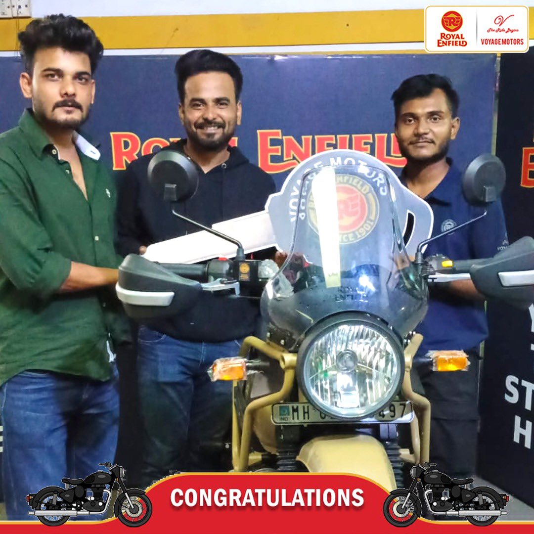 VoyageMotorsRE's tweet photo. Mr. Akshay Shirke
Mr. Anirban Mukherjee
Mr. Raymond Bharucha
Mr. Mehul Dadhich
Welcome to voyagemotorsre club.
The ride begins
#VoyageMotors #RoyalEnfieldIndia #madelikeagun #classic350 #Himalayan #Meteor3 #hunter #hunter350 #scram411
#REHappyservice
#REDelightedService https://t.co/hh8joY4UMb
