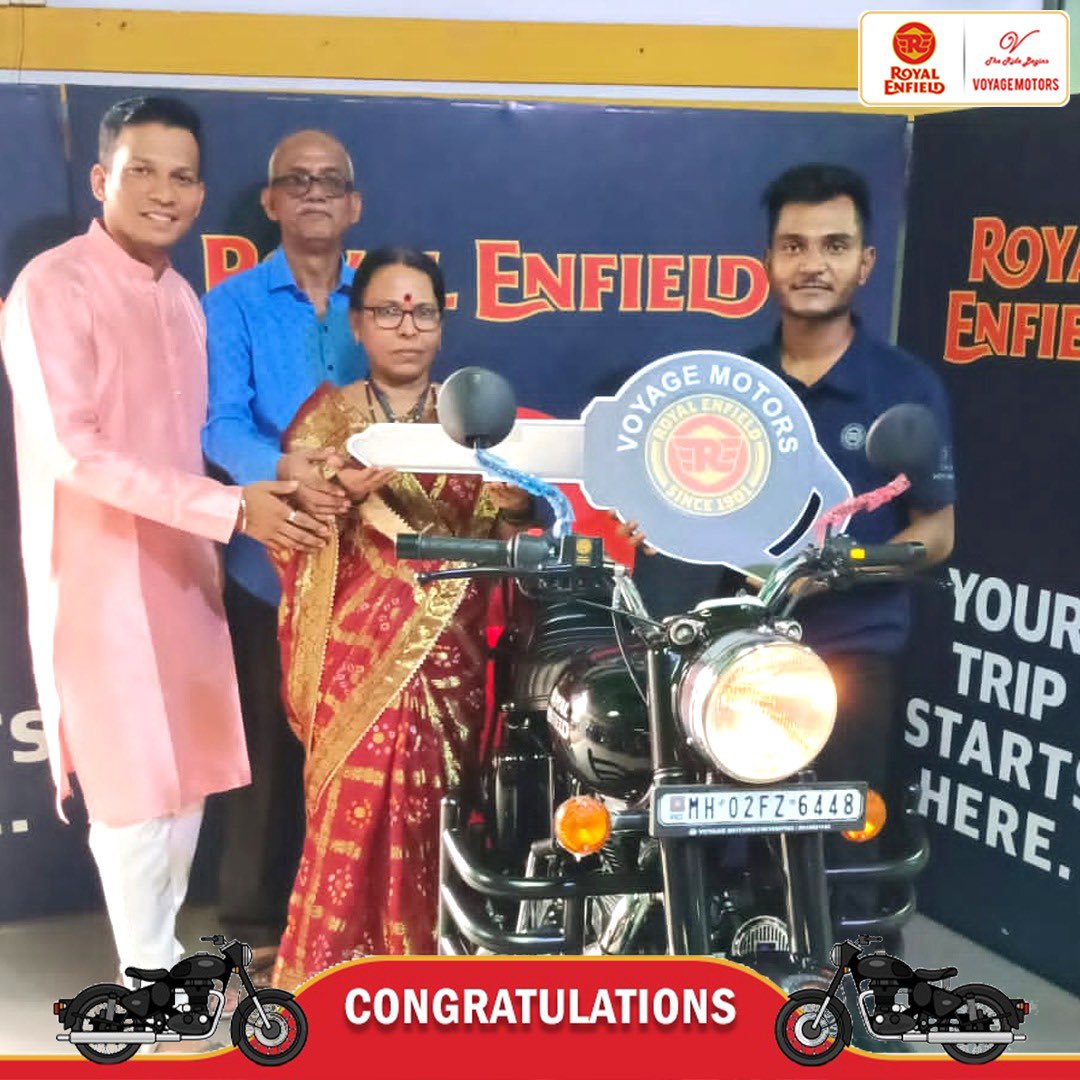 VoyageMotorsRE's tweet photo. Mr. Akshay Shirke
Mr. Anirban Mukherjee
Mr. Raymond Bharucha
Mr. Mehul Dadhich
Welcome to voyagemotorsre club.
The ride begins
#VoyageMotors #RoyalEnfieldIndia #madelikeagun #classic350 #Himalayan #Meteor3 #hunter #hunter350 #scram411
#REHappyservice
#REDelightedService https://t.co/hh8joY4UMb