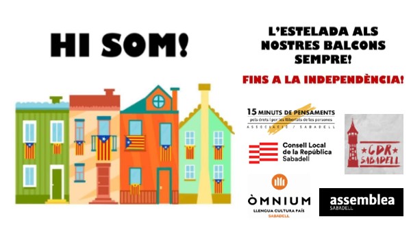 CLdR_Sabadell's tweet photo. 🇪🇺Demà l'estat espanyol assumeix la presidència del Consell de la UE, institució clau per a les normatives europees.

✊🏻HI SOM!
✊🏻SOM GOI! Seguim dempeus!
No ens aturaran ni ens faran amagar la simbologia.
Tornem-hi, estelades inundant balcons i finestres.

#independència ‼️*‼️ https://t.co/bTx06rJ3Kw