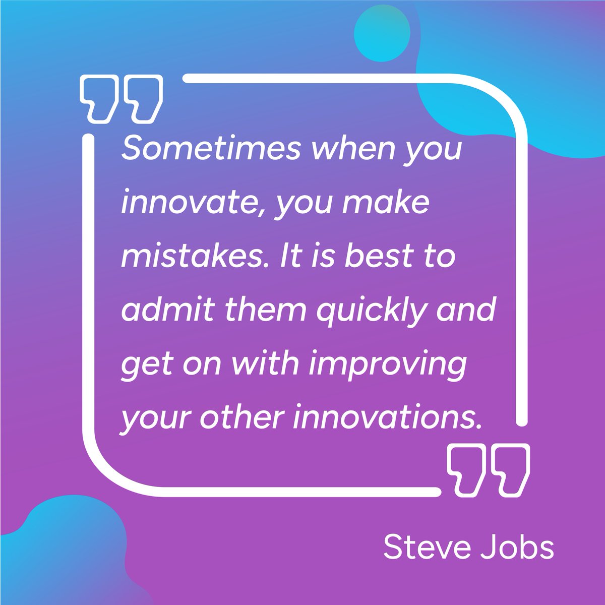 "Sometimes when you innovate, you make mistakes. It is best to admit them quickly and get on with improving your other innovations" - Steve Jobs.

This is where business cases come in - they allow you to create goals for innovation projects. 🏹

#innovation #ideas