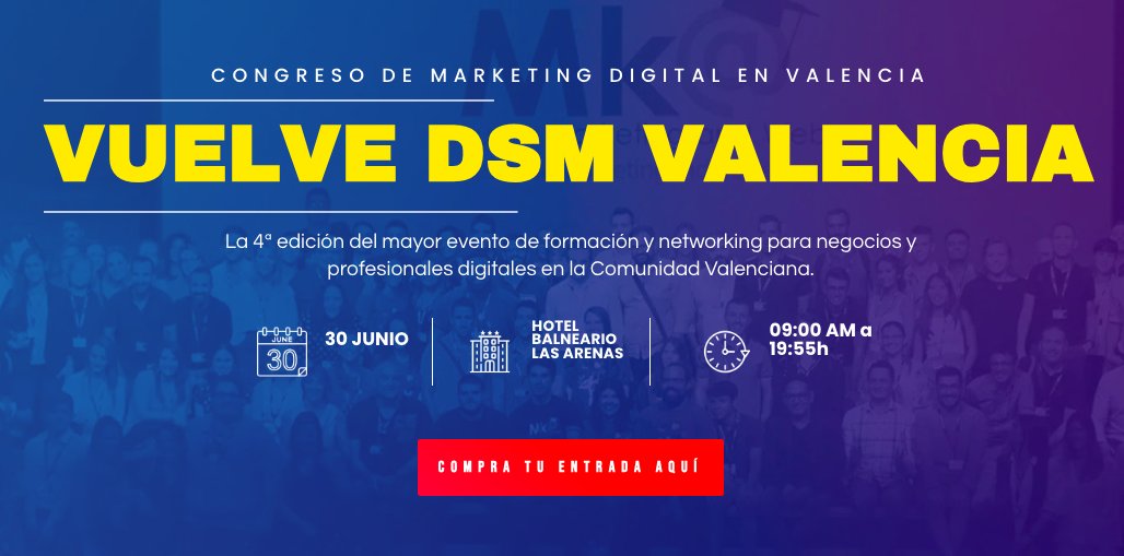¡Hoy es el gran día! DSM Valencia, el evento de marketing digital que más he esperado ha llegado.Voy a descubrir las últimas tendencias en marketing.Con expertos compartiendo su conocimiento  ¡Será una experiencia inolvidable en #DSMValencia¡ <a href="/escuelamktweb/">Escuela Marketing and Web 🎓</a> <a href="/miguelfloro/">Miguel Florido</a>