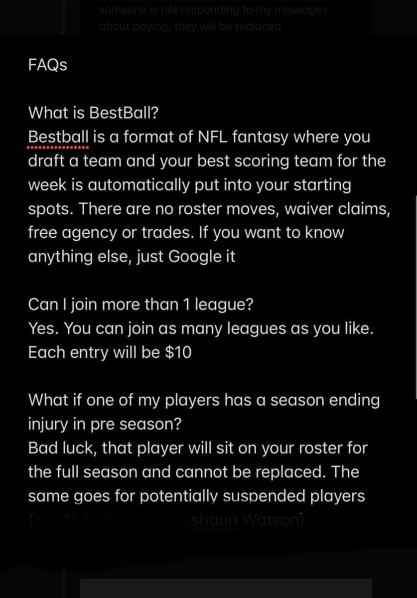 Looking to fill up spots in our latest Aussie best ball leagues! Let me know if you keen to join the action and we can sort payment and get the leagues rolling $10 entry fee! 
Rules below