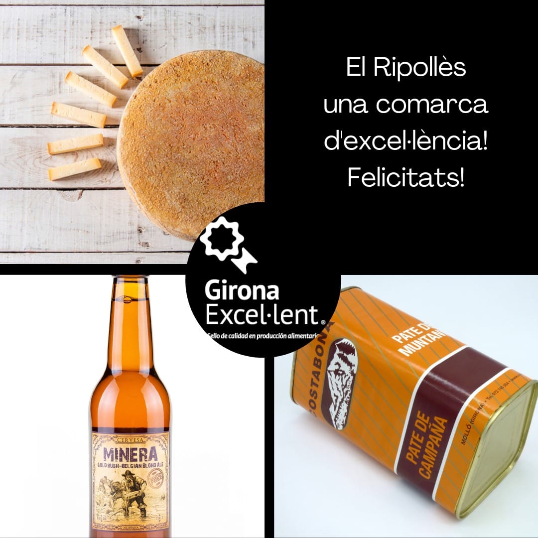 🍺🧀Tres productes gastronòmics del Ripollès són premiats en la 5a edició dels premis Girona Excel·lent. Són la <a href="/cervesaminera/">MINERA</a> de Sant Joan i Ogassa, la formatgeria MUUU BEEE de la <a href="/fundaciomap/">Fundació MAP</a> de Ripoll i el paté de <a href="/costabonamollo/">Embotits i Patés Costabona</a> (Molló)

📻go.ivoox.com/rf/111466935