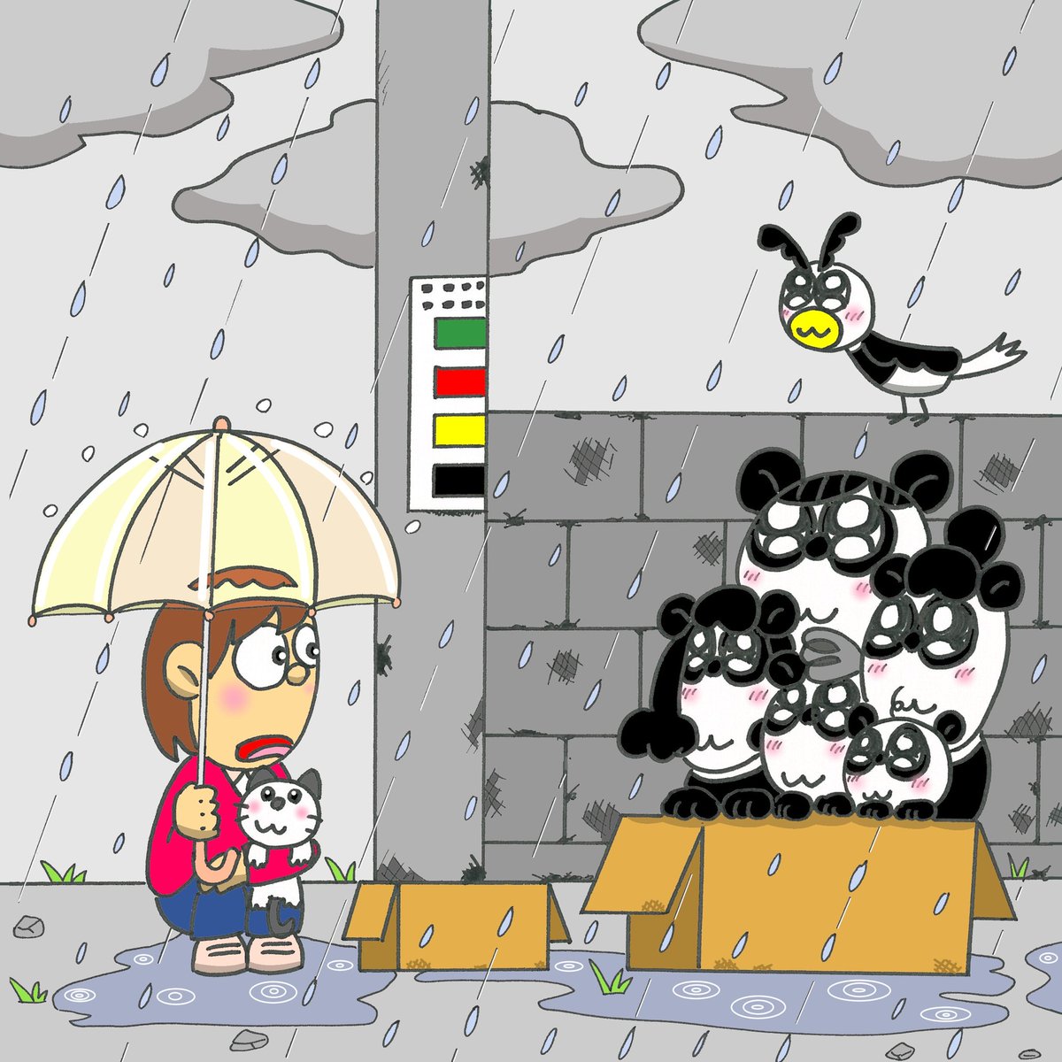 Panda___Panda_'s tweet photo. PANDA!PANDA? #panda #Animal #bear #Cat #cute #kawaii #love #illustration #Illustrator #art #artist #cartoon #comic #manga #animation #drawings #family #Life #熊猫 #漫画 #絵 #イラスト #イラストレーター #パンダ #クマ #猫 #かわいい #家族 #rain https://t.co/rzf4p6AaaG