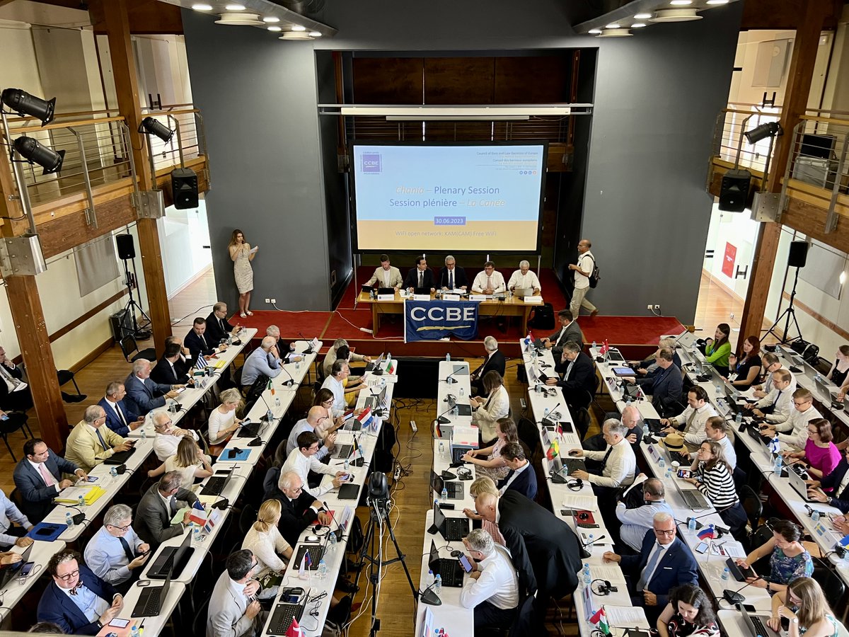 CCBEinfo's tweet photo. #CCBEPlenarySession in Chania🇬🇷. Among the topics on the agenda: Long-Terme Residents Directive, Commission proposal for a regulation on the transfer of proceedings in criminal matters, legislative reform in Portugal, new Polish law violating several fundamental rights… https://t.co/fyV7NfXUug