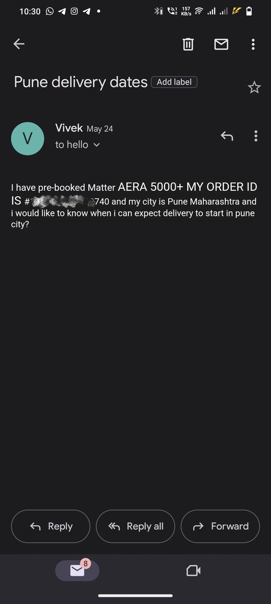 Valtaoi02's tweet photo. "Hey @matter_india, feeling disappointed! 😞 Was really excited about the promised bike test drive but it never happened. I was looking forward to experiencing your products firsthand before making a purchase. Please look into this and help me out? #CustomerService #LetDown" https://t.co/tdOEyzWn2B