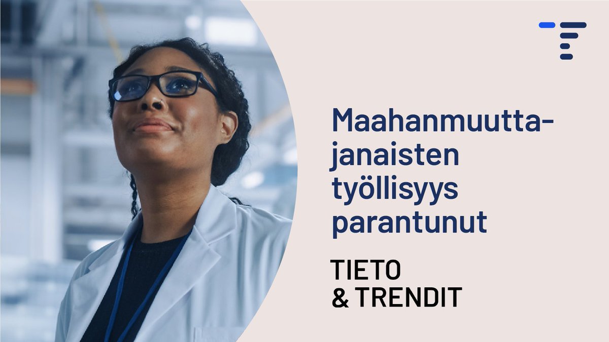 Maahanmuuttaja­naisten työllisyys on parantunut kaikilla mittareilla, kirjoittavat asiantuntijamme Tarja Baumgartner ja <a href="/RaijasMeri/">Meri Raijas</a>. 📊 
Muutoksen suuruuteen on voinut vaikuttaa moni tekijä. Lue lisää #tietotrendit-artikkelista: stat.fi/tietotrendit/a…
#maahanmuutto #työllisyys