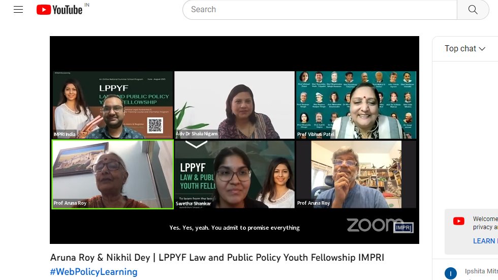 ipshita77's tweet image. There must be a shift from &quot;representative democracy&quot; to &quot;participatory democracy&quot;, argues Prof. Aruna Roy in an engaging discussion on national law and policy and how these have been influenced by the voices of the unheard. youtube.com/watch?v=ogM8EL… #WebTalk #IMPRI #PublicPolicy