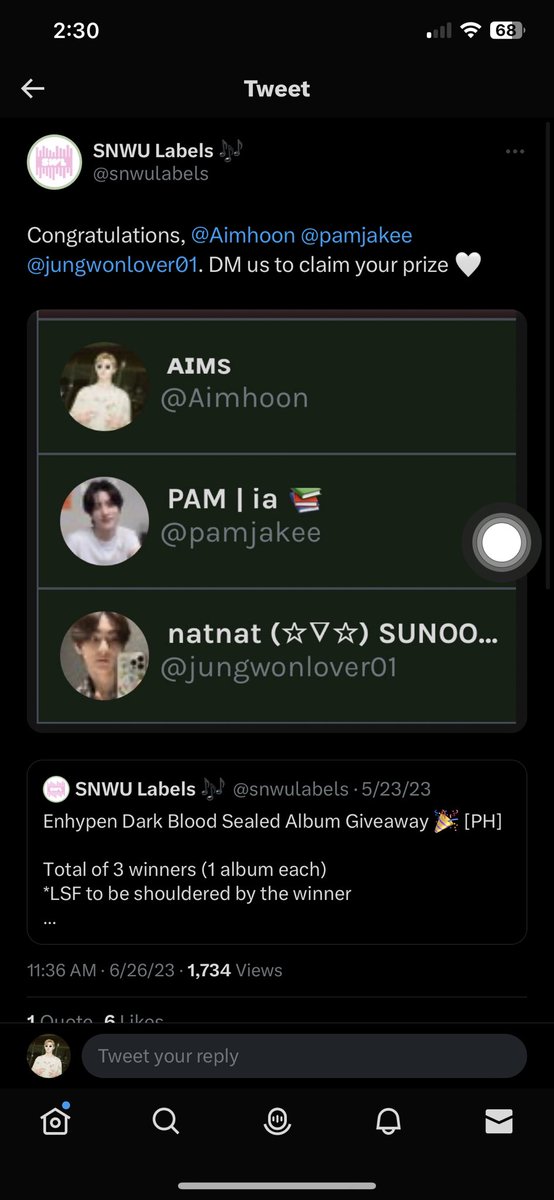 Aimhoon's tweet photo. Huy legit ang GA ni @snwulabels 😭🫶🏻

Nagpapauwi pa ng pogi!!!! Thankie so much po sa GA niyo!! 😭🫶🏻😭🫶🏻  

#SNWUFeedbacks 🥹🫶🏻 https://t.co/SyMA4r83YY