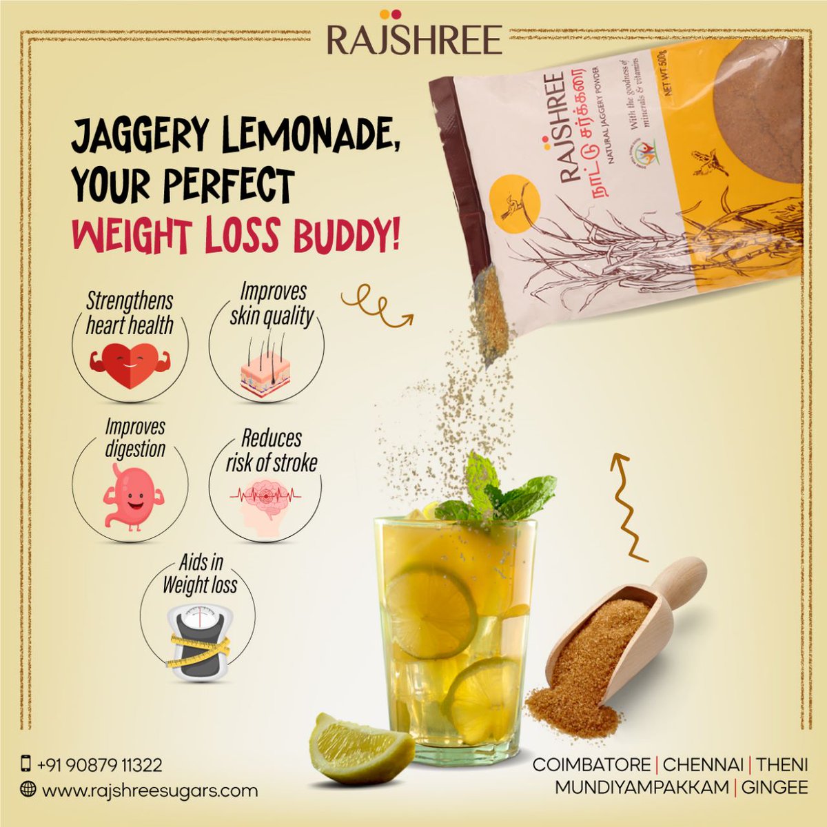 Introducing an ideal partner for your quest to lose weight! Experience it today and initiate your fitness voyage with Rajshree Sugar.
#Rajshreesugars #bestcompanion #bestsweetner #jaggerypowder #healthy #benefitsofsugar #sugarandhealth