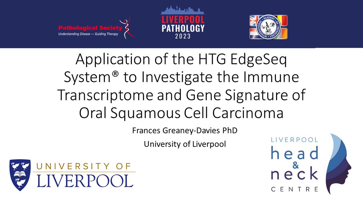 Our biorepository manager, and manager of the @livuniLivSRF Spatial Profiling facility @FranGreaney presented at @pathsoc Pathology conference in Liverpool today on her work with gene expression data in head and neck patients
