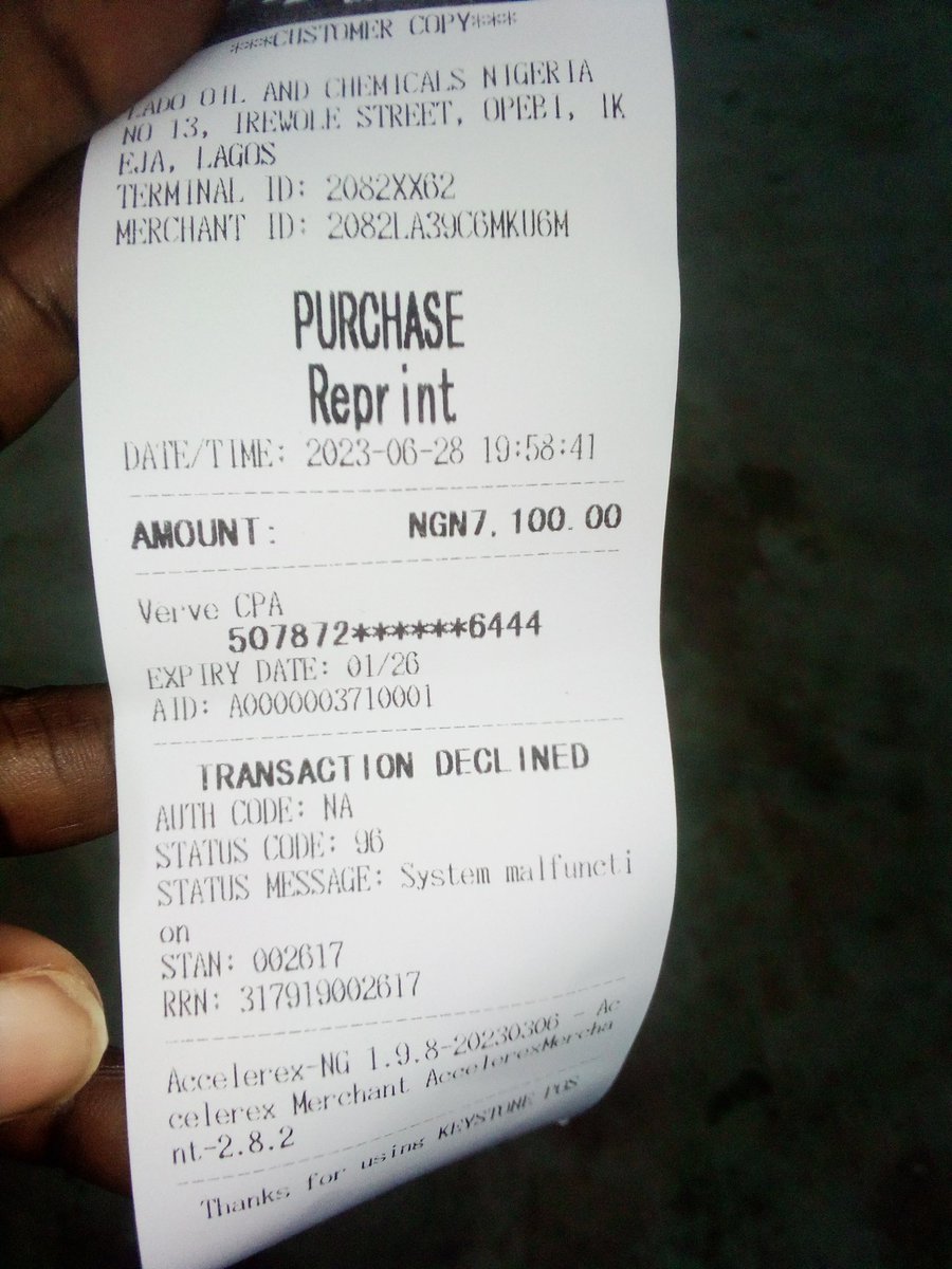 Anuwunmi2's tweet photo. @OPay_NG Good morning @OPay_NG  I went to POS machine to withdraw 7100 on 28/06/2023 It was declined and I was debited. Please kindly refund my money https://t.co/zQovX0r3H3