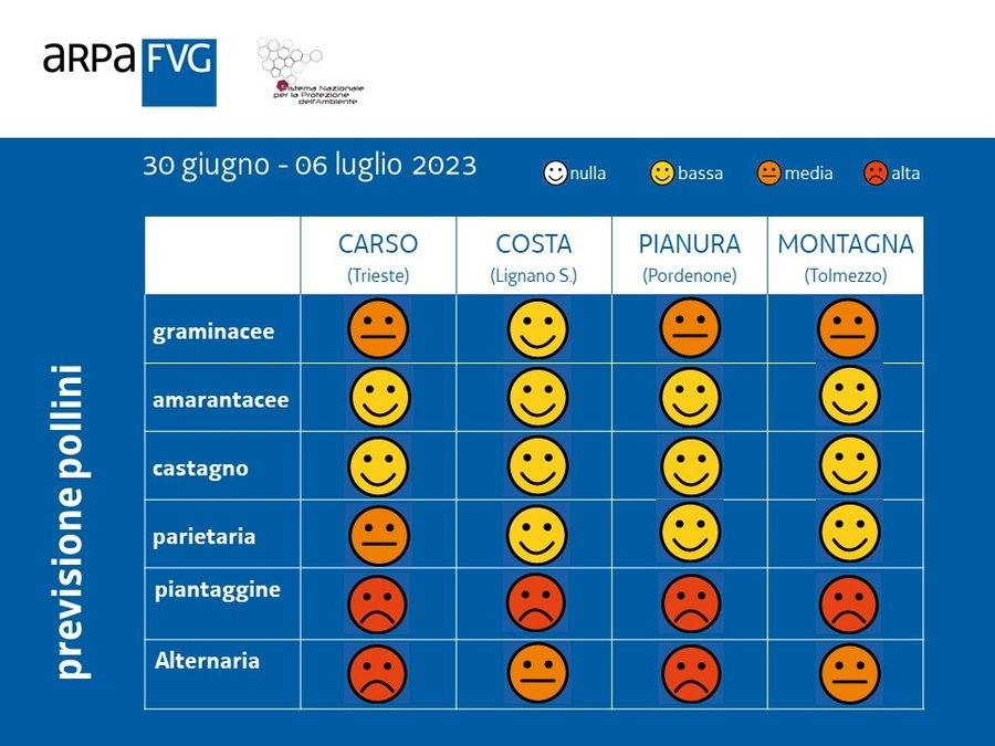 F_Scoccimarro's tweet photo. PREVISIONE POLLINI in Friuli Venezia Giulia di #ArpaFVG.
Su tutta la regione presenti pollini di castagno, piantaggine, graminacee e parietaria. Spore di alternaria in aumento, soprattutto in pianura.
Previsione settimanale 👉 https://t.co/dVWzVX9qBS
#FVG #RegioneFVG
#polliniFVG https://t.co/gmF7DInRaI