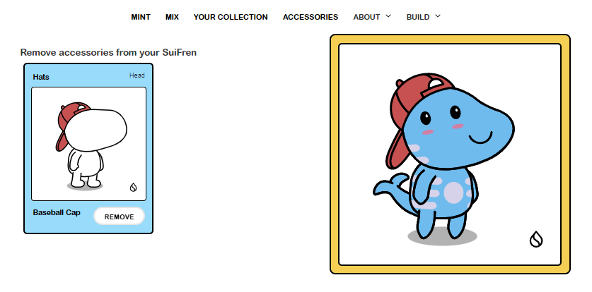 Accessorize and Transact:
Bullshark holders can now equip their SuiFrens with accessories on SuiFrens.com, such as hats and scarves. Look forward to exclusive accessories for ACES Bullshark holders.