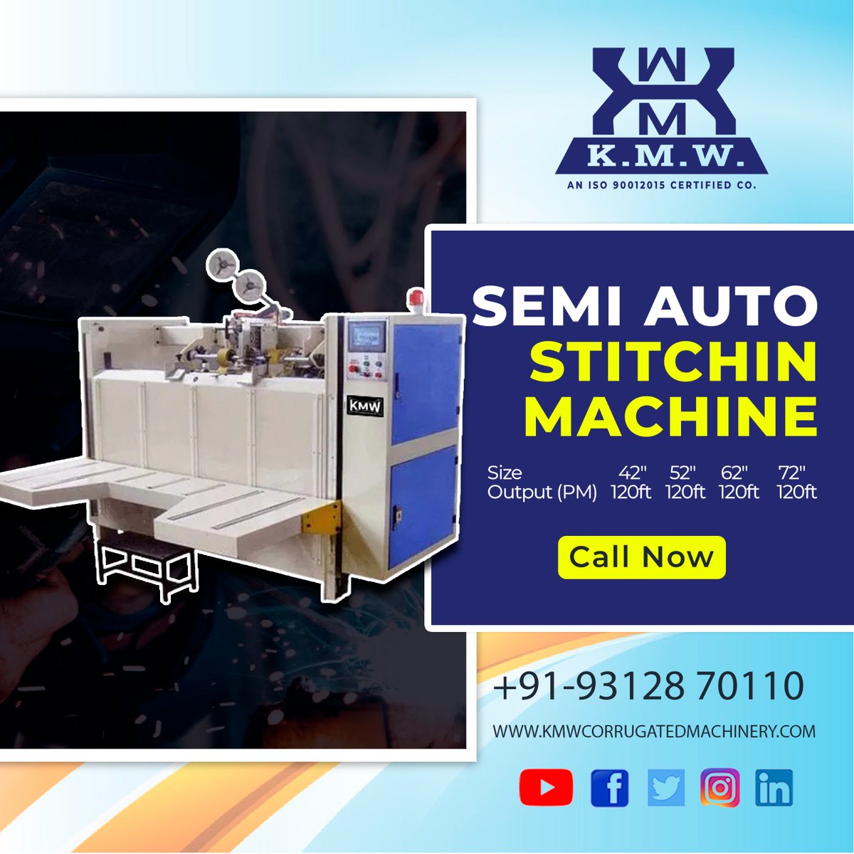 Semi-Auto Stitching Machine
for More
Visit Us at :- kmwcorrugatedmachinery.com
Facebook- facebook.com/profile.php?id…
Contact Us :- +91 93128 70110
#sewingmachine #sewing #sewingproject #handmade #sew #sewinglove #mesinjahit #sewingaddict  #semiautomaticstitchingmachines