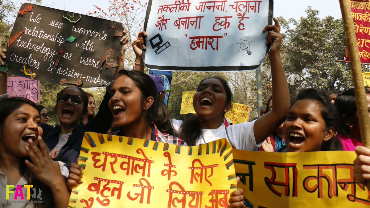 #FlashbackFriday: March 8, 2016 ✊ when we joined the #WomensDay march with our own special message: women's rights &amp; liberation MUST involve improving our relationship with technology. The world of STEM is yet another male-dominated space that needs a major overhaul.