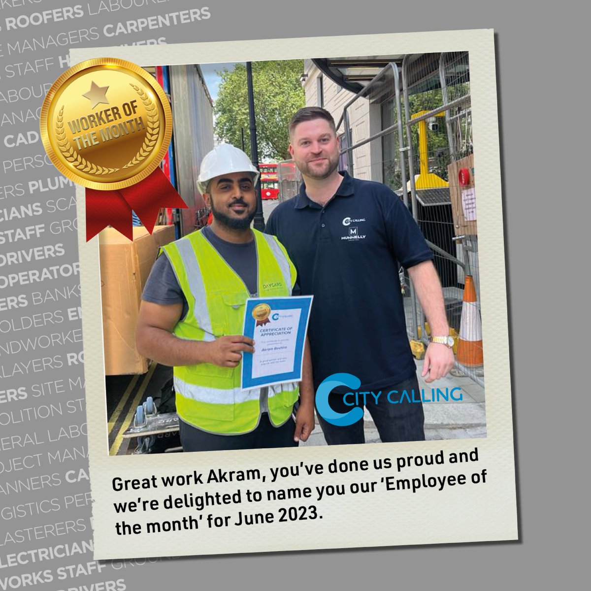 We’re thrilled to be shining a spotlight today on Akram Beshira, City Calling’s Worker of the Month for June! ⭐👏🎉 “It has been fantastic to make so many new friends on-site and be a part of this team for the last 14 months.” - Akram Beshira  #findyourcalling