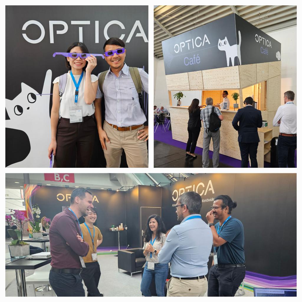 Last day at #LaserWorldOfPhotonics. Who will stop by the @OpticaWorldwide booth or coffee house today? Genaro Montanez and I are ready to talk about membership, student chapters, #OpticaFoundation programs, publishing, meetings, technical groups... whatever is on your mind.