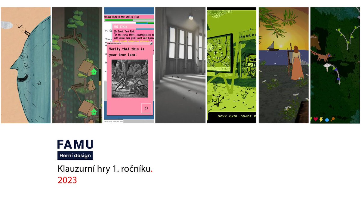 Studenti a studentky prvního ročníku oboru <a href="/HerniDesign/">FAMU - herní design</a> na @famucz prezentovali své klauzurní videoherní projekty. Pojďme se na ně podívat. Studenty i letos vedl <a href="/abukac/">Michal Berlinger</a> (<a href="/Amanita_Design/">Amanita Design</a>, <a href="/CircusAtos/">Circus Atos</a>)

visiongame.cz/famu-herni-des…