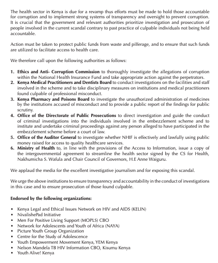 KELINKenya's tweet photo. As a public institution, @nhifkenya plays a critical role in facilitating access to healthcare services for Kenyans. Consequently, any implication of corruption within NHIF is both unacceptable and highly worrisome.
#StopHealthCorruption https://t.co/VMaZFqkQUW