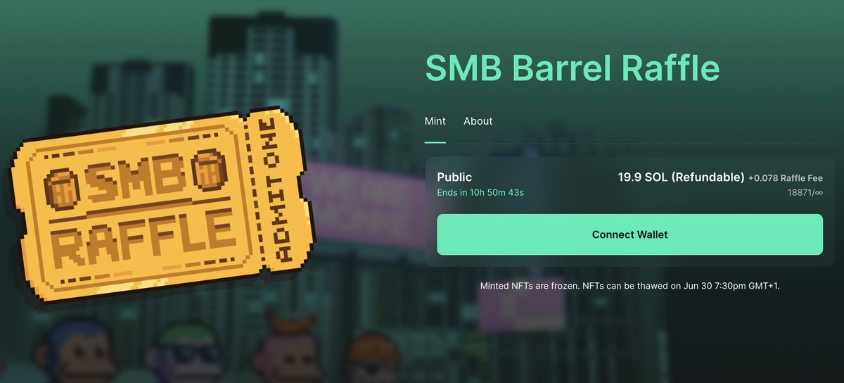 BREAKING: OVER 0.1% OF $SOL CIRCULATING SUPPLY IS LOCKED IN THE <a href="/SolanaMBS/">Solana Monkey Business</a> BARREL RAFFLE.