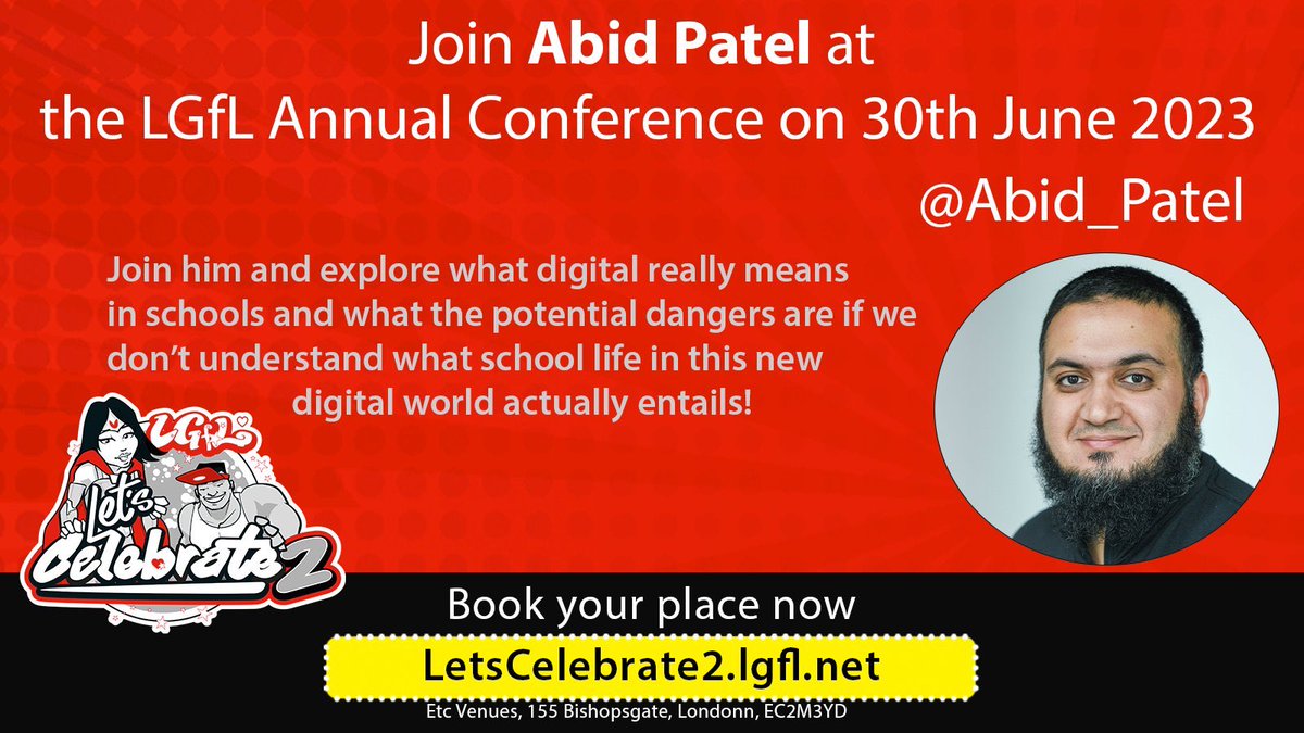 On my way to <a href="/etcvenues/">etc.venues</a> for <a href="/LGfL/">LGfL♥️</a> #LetsCelebrate2! Excited for another great day of #Networking, #Colaboration &amp; #Learning 🥳

I'll be presenting on "The Dangers of Not Understanding Digital" at 12:15pm. Do come along &amp; learn more about the role &amp; importance digital plays in our