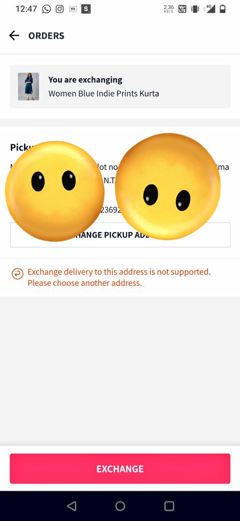 itsmeanushka's tweet photo. @myntra 
How do i place an exchange request?
Delivery is possible but exchange is not!!!?!! https://t.co/UFBkSqlB9v