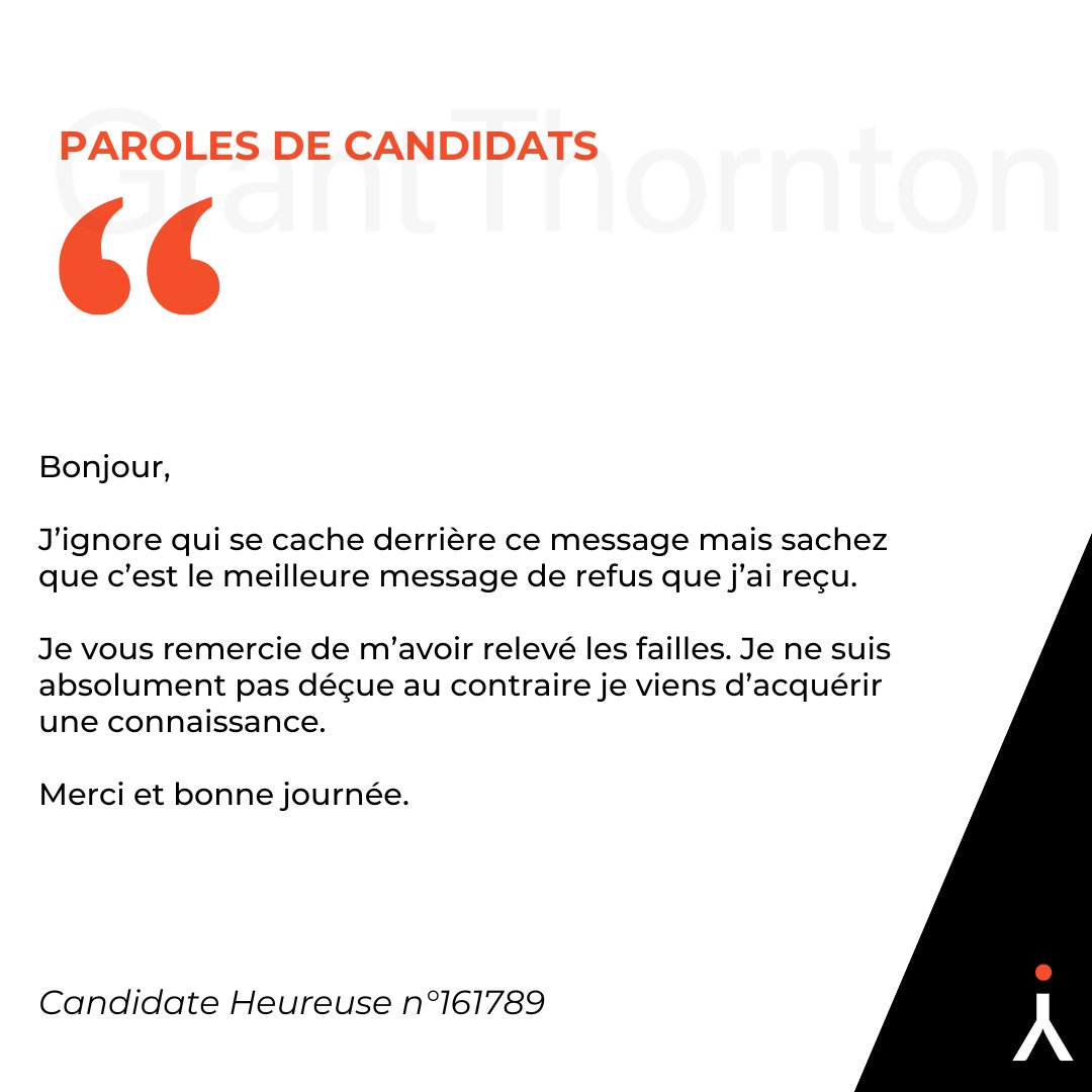 [📢 Paroles de Candidats ]
Voici une réponse qui fait chaud au ❤️ !

Même si cette candidate n'a pas été retenue pour le poste, elle a pris le temps de répondre au mail de refus 
voyez la dose d’amour que vous pouvez recevoir ! 

#candidatelove  #experiencecandidat #recrutement