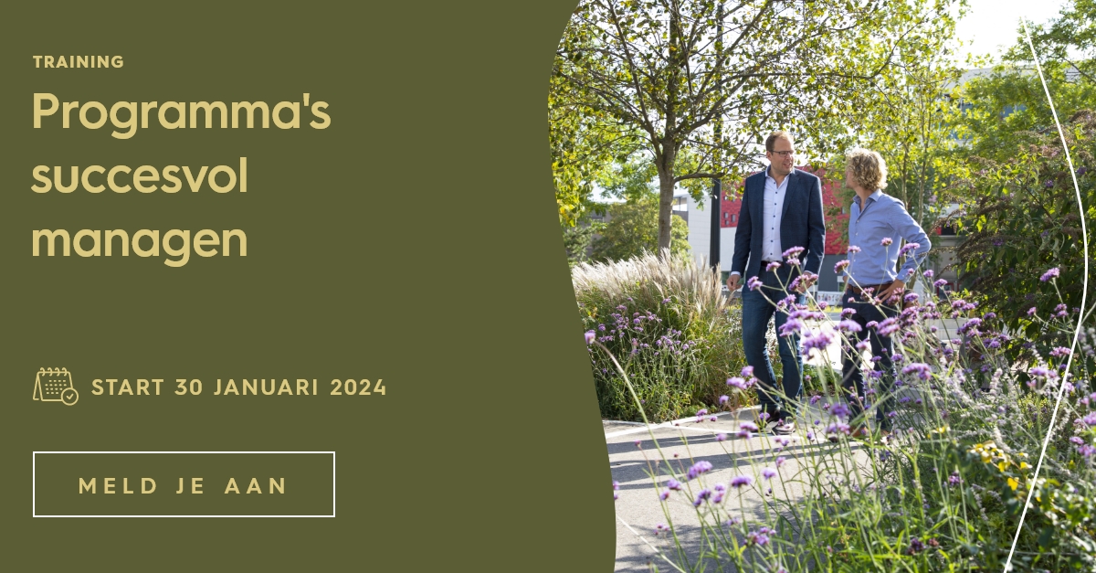 Leg een basis voor je vakkennis van programmamanagement. In deze vierdaagse training gaan we aan de slag met het inhoudelijk vormgeven en organiseren van een programma, veranderen en leidinggeven. 
hubs.ly/Q01WlpWC0