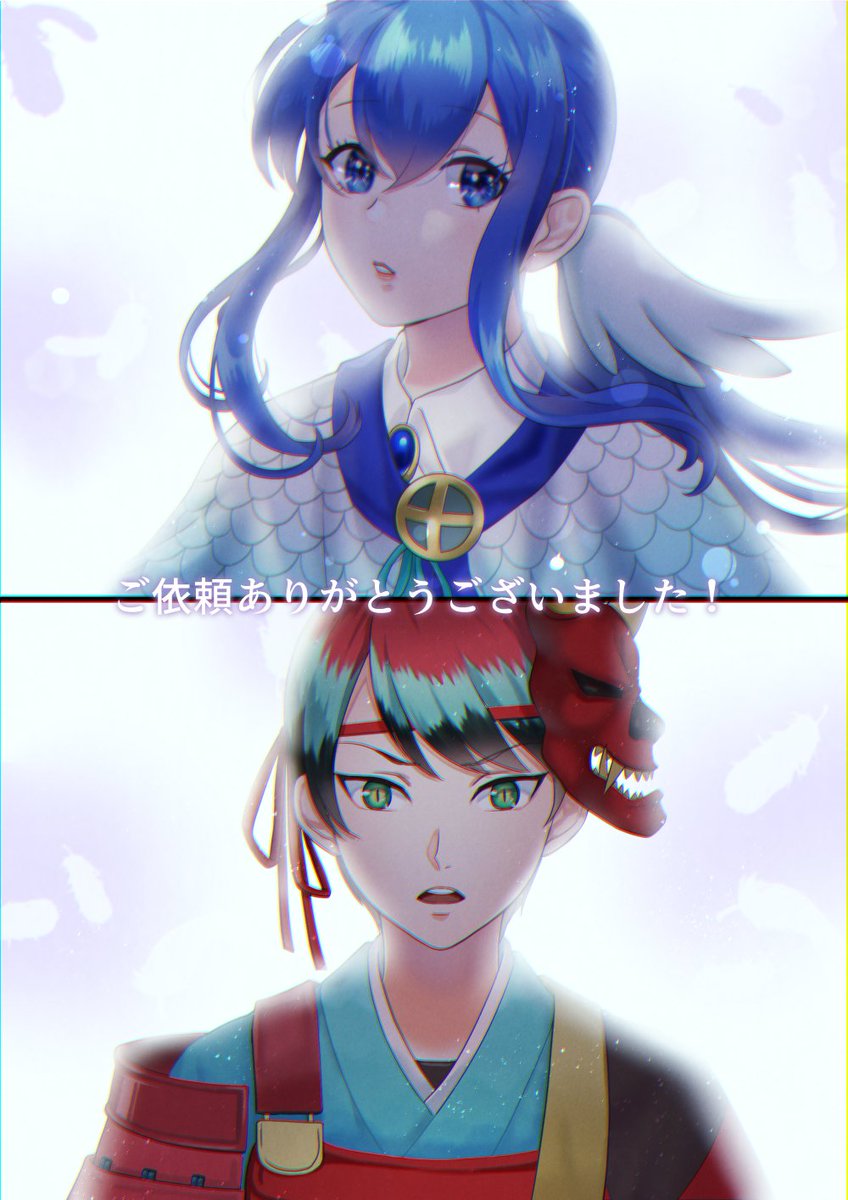 今回も、ららるるさん（@Toumeinauta21）の　#オリジナルキャラクター　そよと直政を描かせていただきました！とても楽しかった～！ありがとうございました＾＾
#イラスト　#Illustration　#絵　#Art