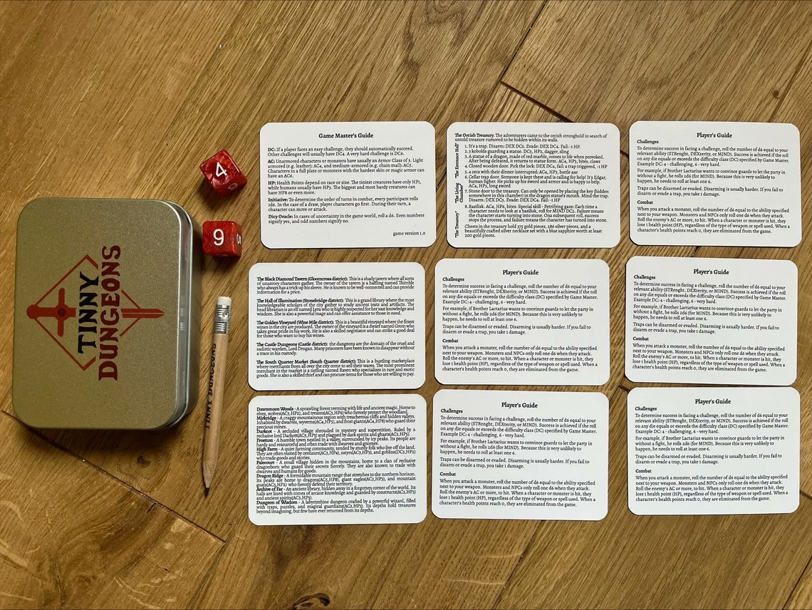ArchmageArispen's tweet photo. Tinny Dungeons - minimalist RPG in a tin box
https://t.co/NqriqO8leA
#RPG #ttrpg #tabletop #tabletoprpg 
#minimalist #Minimalism #DnD https://t.co/ZBkYvAPo9L