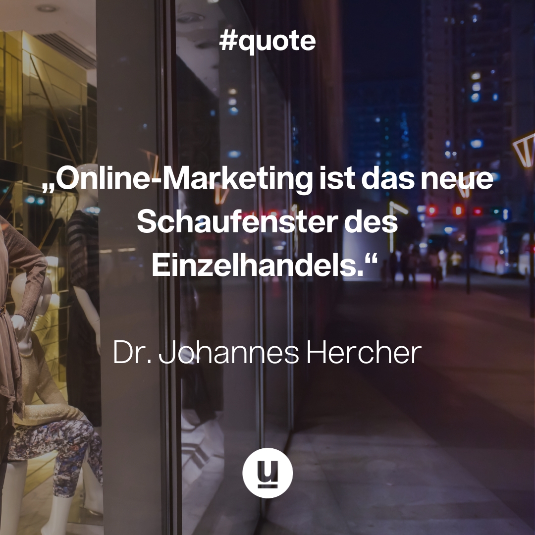 Dr. Johannes Hercher unterstreicht mit seinem obigen Zitat die Bedeutung des Online-Marketings.
Willst Du die grenzenlosen Möglichkeiten des Online-Marketings entdecken? Starte mit uns gemeinsam Deine persönliche Online-Marketing-Reise.