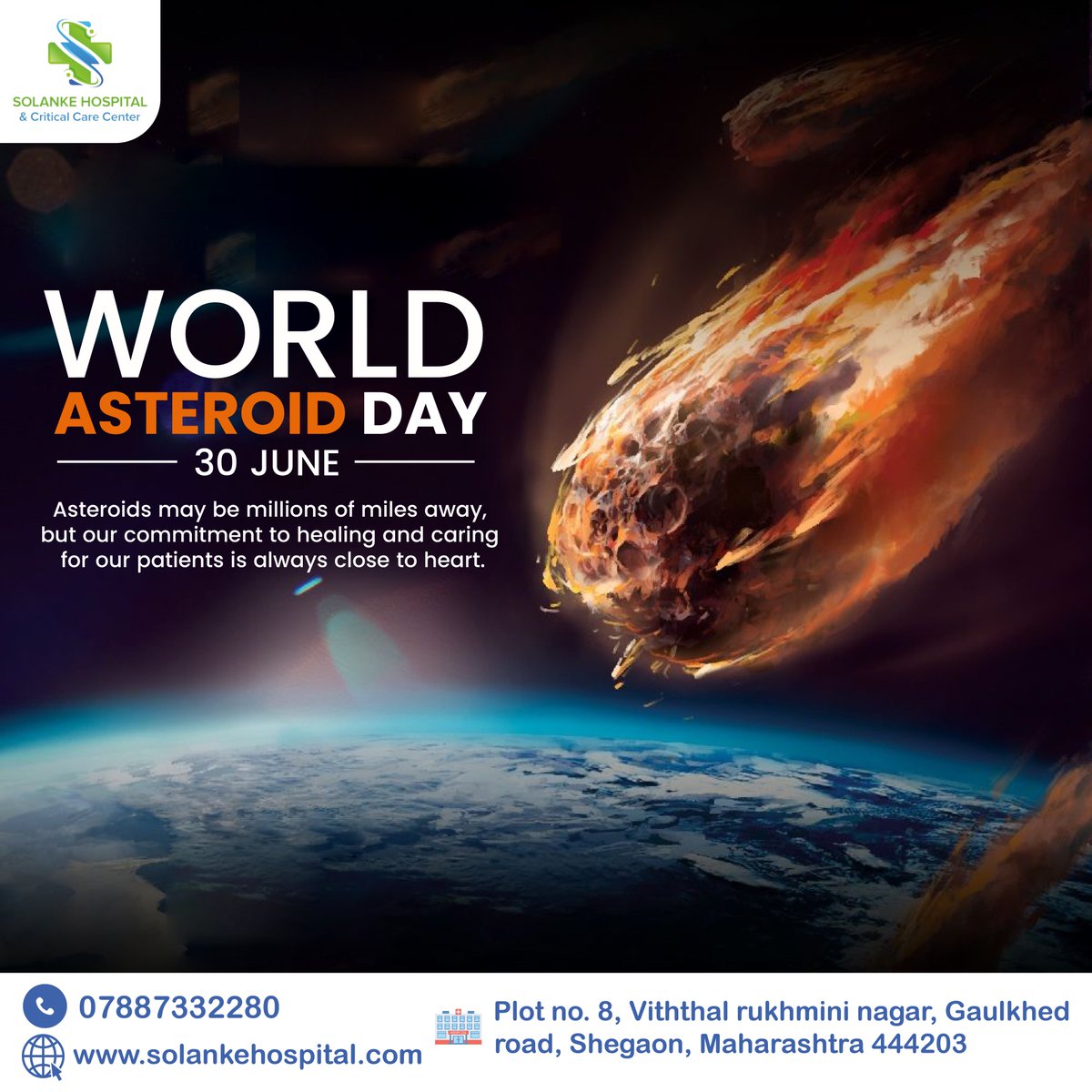 🌍✨ Embracing the Cosmos and Protecting Lives! 🚀🔬 On this World Asteroid Day, I'm reminded of the immense responsibility we have as doctors to safeguard humanity's future.
.
.
.
#WorldAsteroidDay #CosmicResponsibility #ProtectingLives #MedicalInnovation #SafeguardingOurFuture