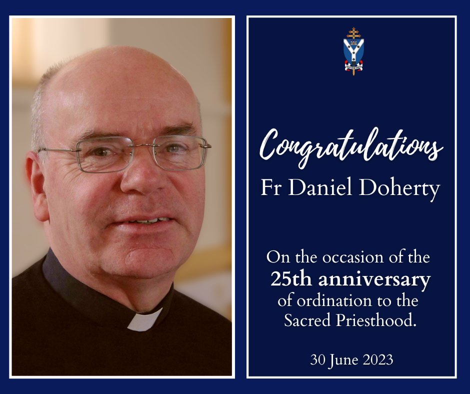 Congratulations to Fr Daniel Doherty who celebrates his Silver Jubilee today! Fr Daniel was ordained at St Francis Xavier's in 1998 where he is now parish priest. We thank him for his priestly ministry in the Archdiocese.