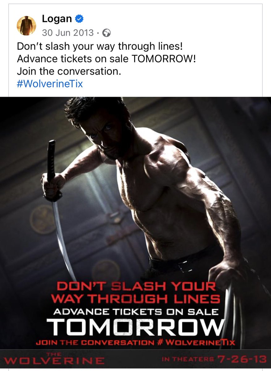 WolverSteve's tweet photo. DON’T SLASH YOUR WAY THROUGH LINES! #WolverineTix #Wolverine #OnThisDay 2013 @RealHughJackman https://t.co/ZGIQHeSOZ6