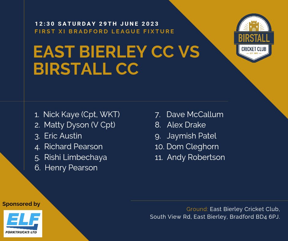 BirstallCricket's tweet photo. Saturdays team news. 1st XI travel to East Bierley in search for a win and redemption of the season opener against the South View Rd side whilst the 2nd XI look to get back to winning ways against Hopton Mills following a disappointing defeat last week. Support welcome. #upthebcc https://t.co/Z5A6OXtvSk