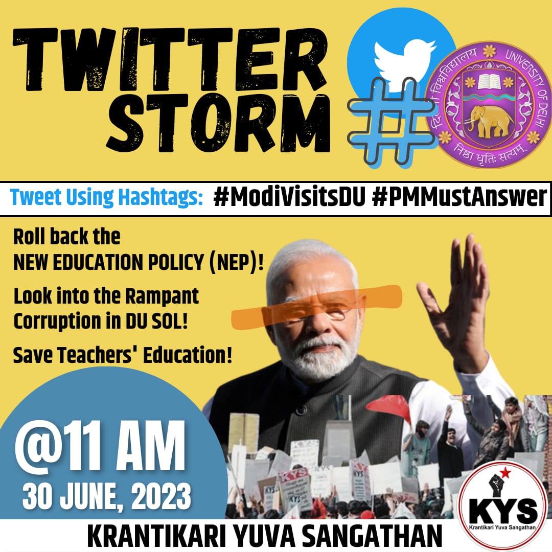youngcomintern's tweet photo. क्या लोकतंत्र है!
छात्र संगठन शांतिपूर्ण तरीके से शिक्षा की गड़बड़ियों पर आज अपनी बात रखने वाले थेे,आपने पुलिस के द्वारा उन्हे रोक दिया!
मोदी जी आप में विदेश इसी लोकतंत्र के बारे में बात कर रहे थे?
#PMMustAnswer #ModiVisitsDU https://t.co/NYa46X3c93