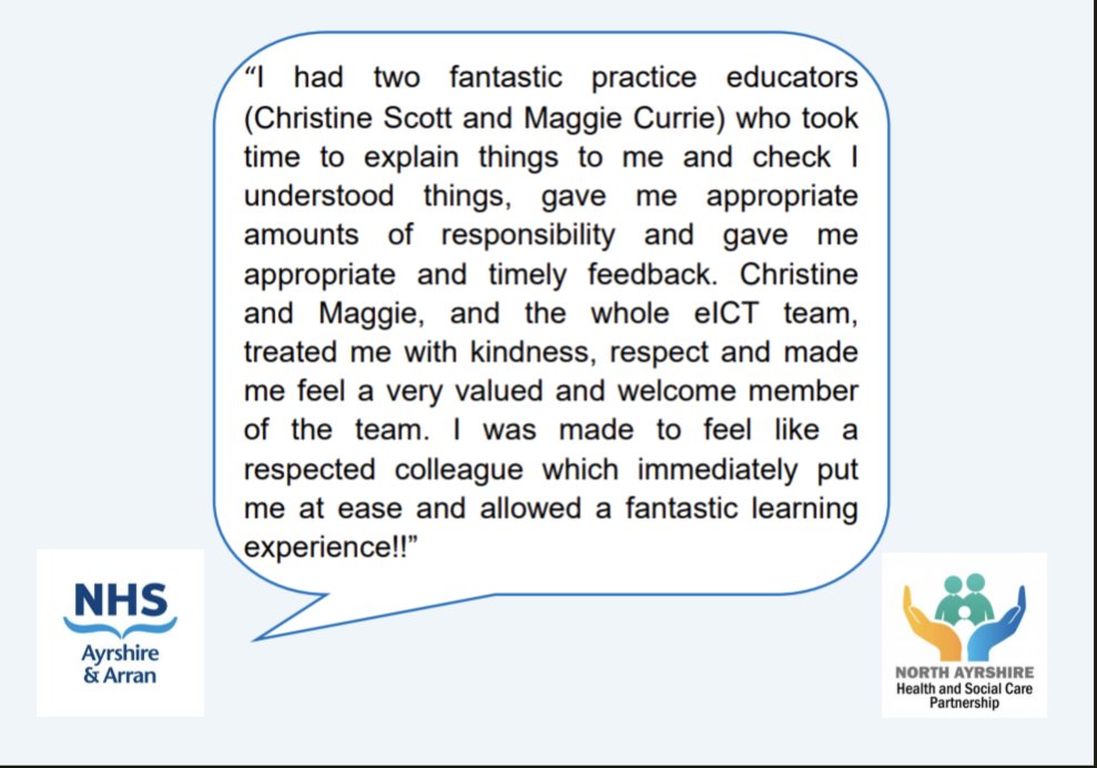 eICTNorth's tweet photo. 🌟 FEEDBACK FRIDAY 🌟
We are also lucky enough to work with incredible students - recently we had a Physio student who gave his practice educator's amazing feedback! Well done @chrisi_scott & Maggie Currie! 👍#feedbackfriday #intermediatecareteam #studentphysio #nhsaaa #Students https://t.co/edHTJPhZWz