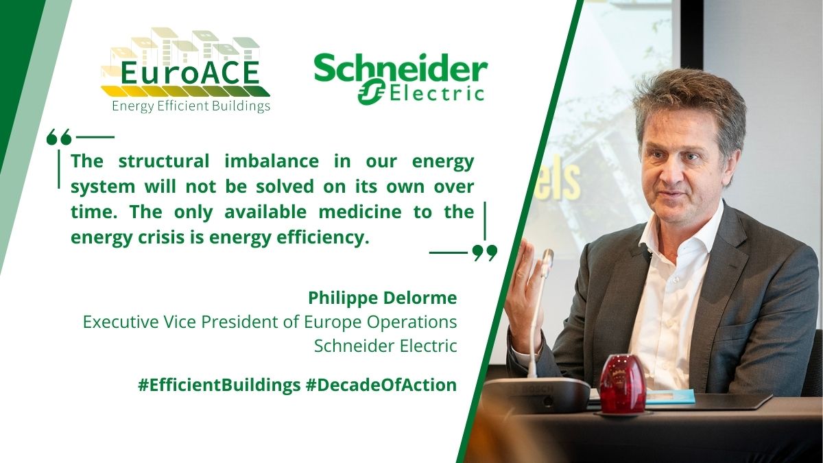 'The only available medicine to the energy crisis is energy efficiency,' says @Ph_Delorme @SchneiderElec Let's ensure that the Buildings Directive has the tools to deliver! #EfficientBuildings #DecadeOfAction