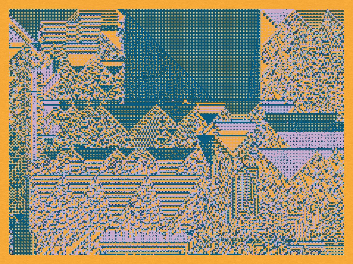 At first it was order, then infinity and now chaos.  

CA Panico third chapter of the trilogy dedicated to Stephen Wolfram's cellular automata.

3rd July on #fxhash 

check 📌 for more info, giveaway and reserve list.

#cellularautomata #genart #genartclub #TezosNFTs #tezosArts