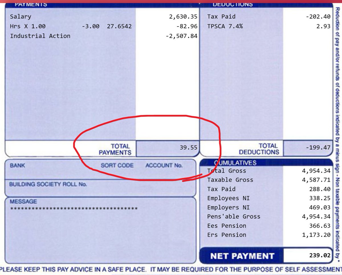 Payday today. This lecturer has 'total payments' of £39.55 😲

#MAB means a few essays have not been marked. All other aspects of their job performed with expertise and dedication

💰Donate to our local hardship fund: justgiving.com/crowdfunding/b…

#SaveBrightonUni 
#ucuRISING