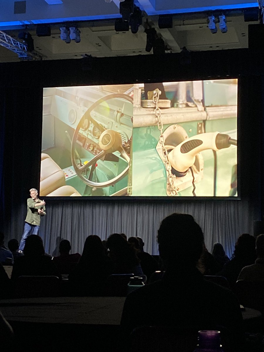 digitechcoach's tweet photo. I was so impressed with the Keynote this morning at #ADE2023 by Dave Budge from jaunt motors. It is inspiring to see how industry uses #ipad to design new parts for their amazing EV conversion vehicles. https://t.co/5QeDEUNVmC