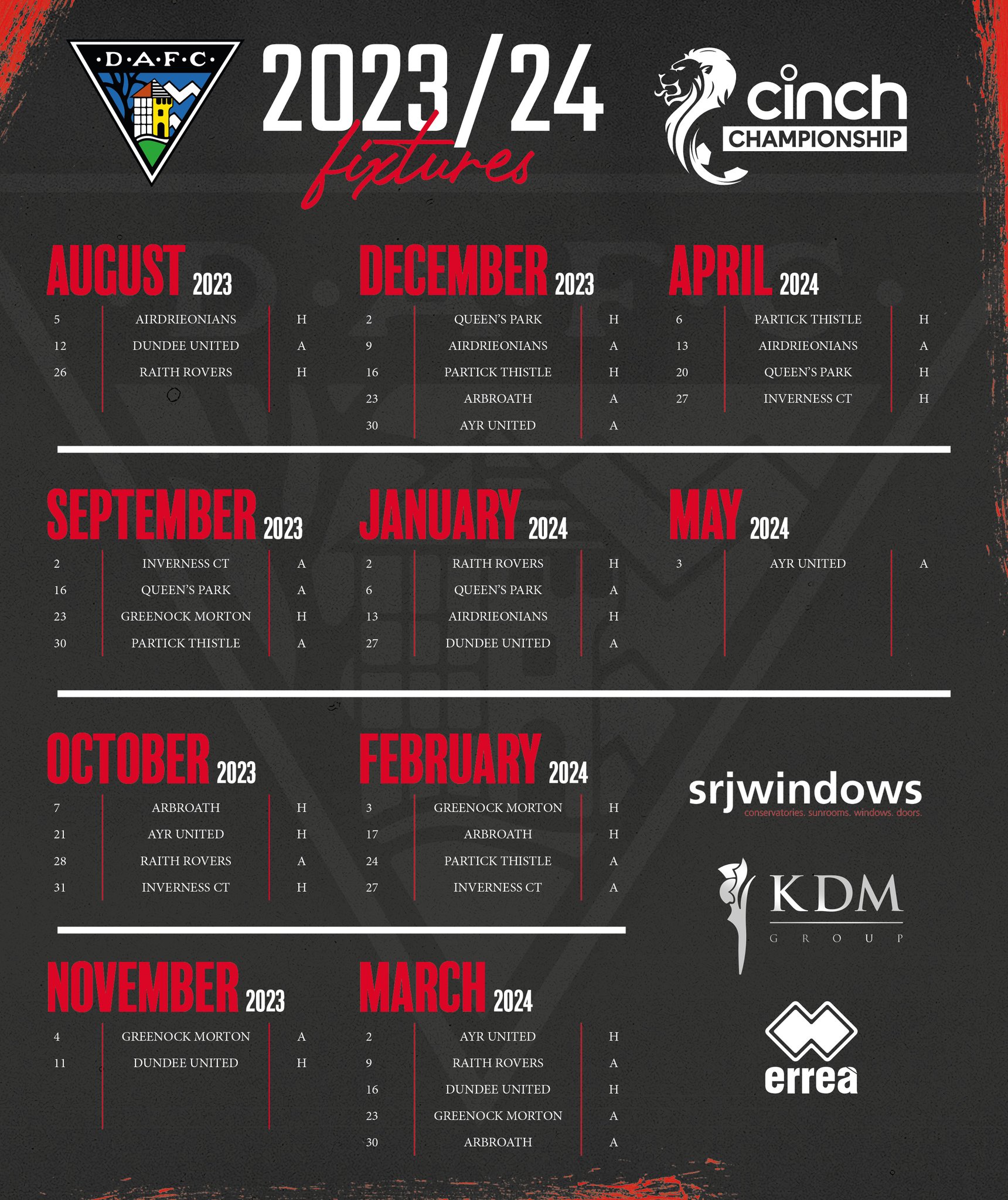Dunfermline Athletic on Twitter "🗓 Our fixtures for Season 2023/24 🏁 Which games are you
