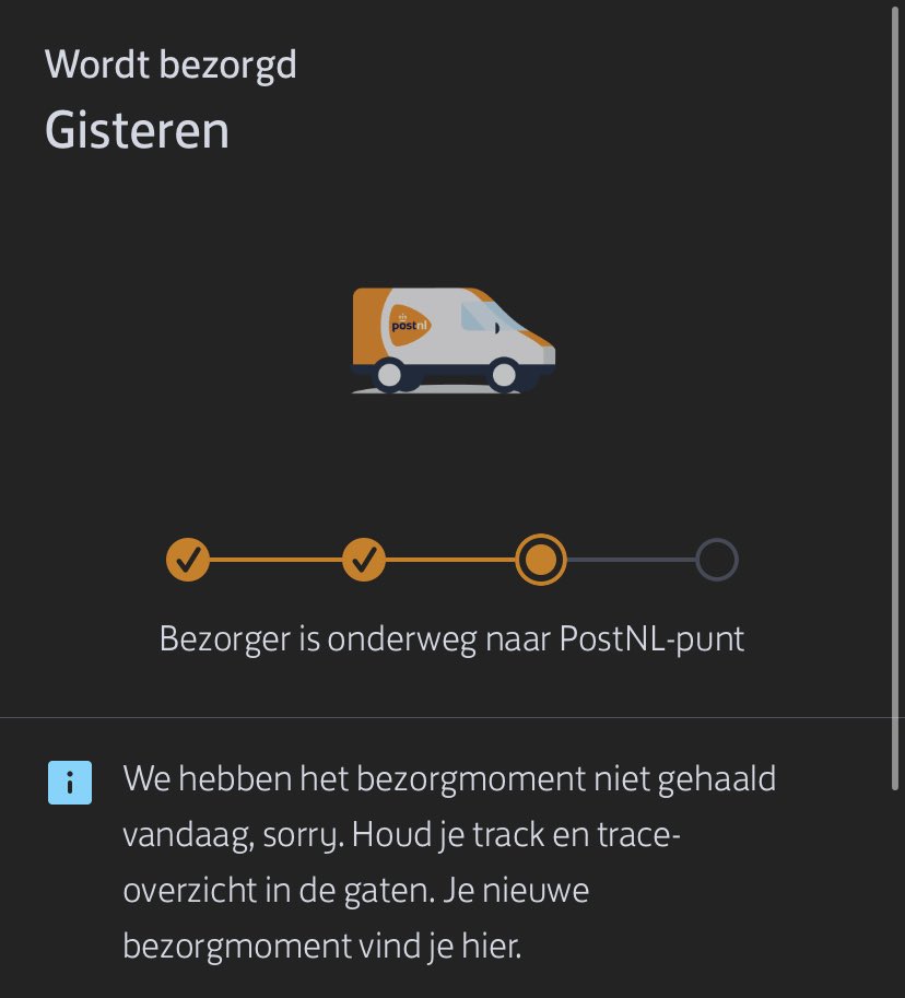 Muffinlyy's tweet photo. Word bezorgt.. gisteren.. bezorger is onderweg…????????? Waar slaat dit op #postnl @PostNL https://t.co/jKghyYhCPP